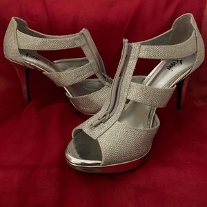 Silver Open Toe Heels